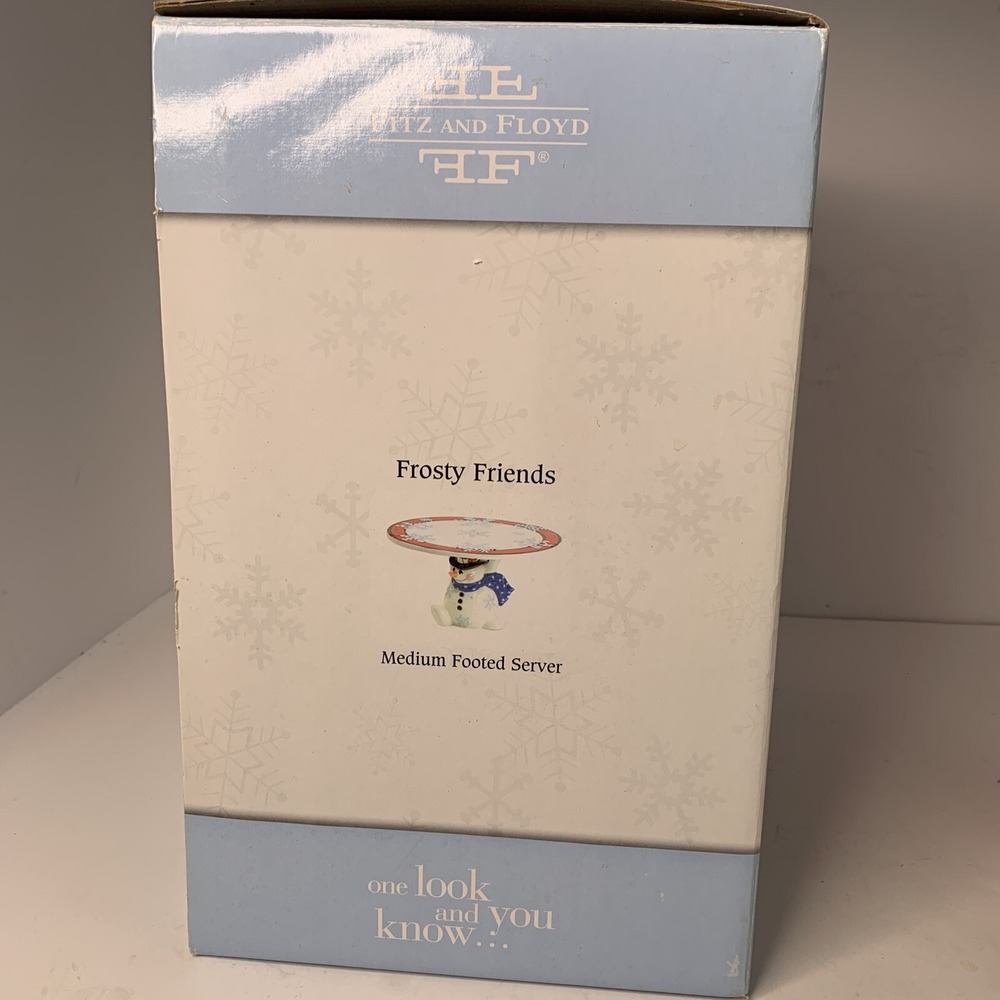 NIB Vintage Fitz and Floyd Frosty Friends Snowman Cake Plate Stand Christmas - Picture 2 of 5